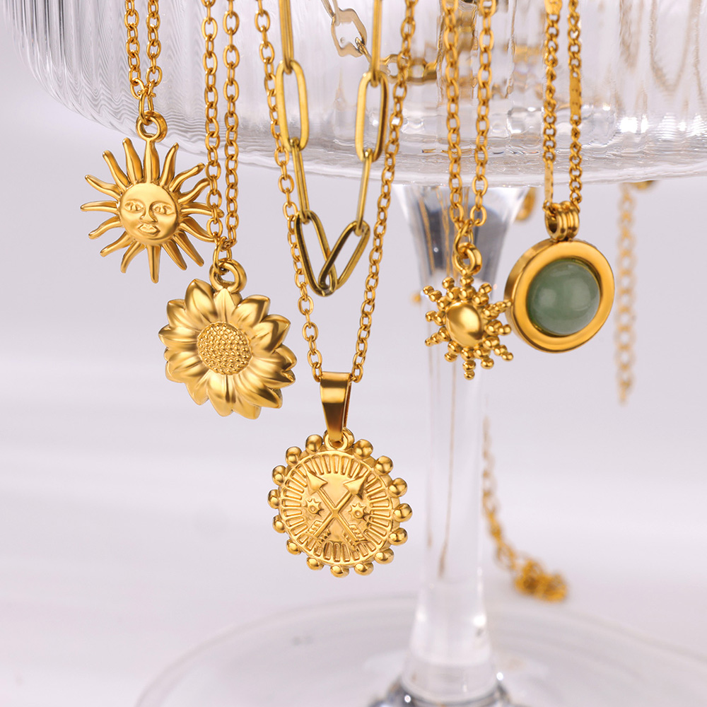 Stainless Steel Geometric Neck - Birth Flower Necklace 评论和价格