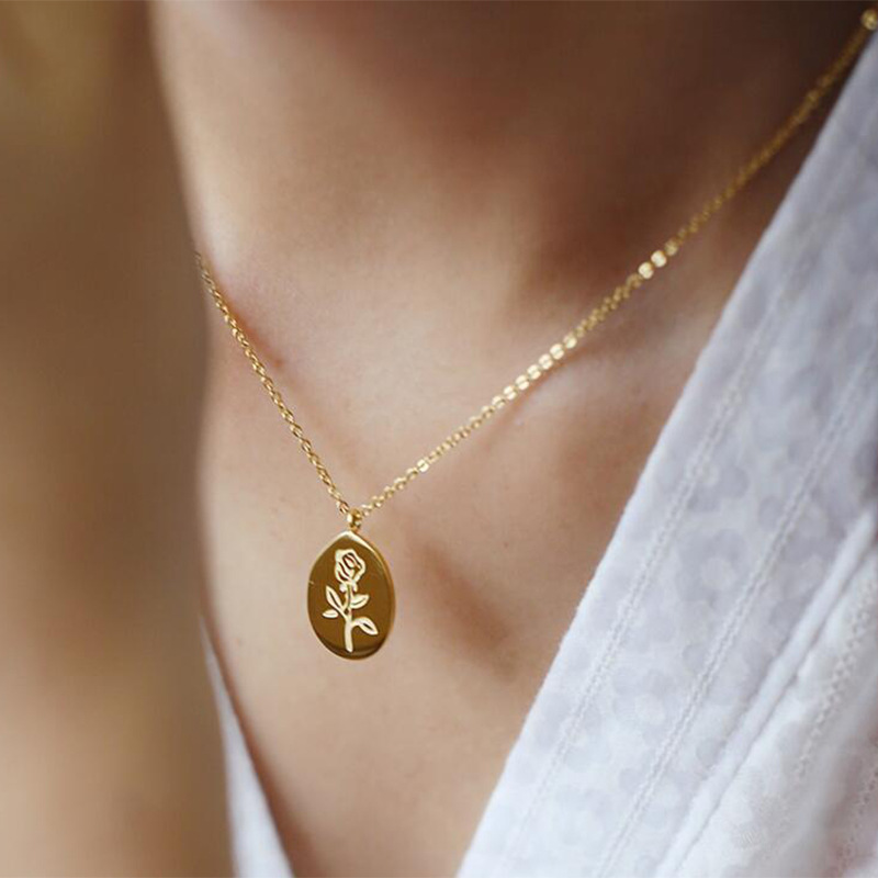 Stainless Steel Necklaces Fema - Birth Flower Necklace 评论和价格