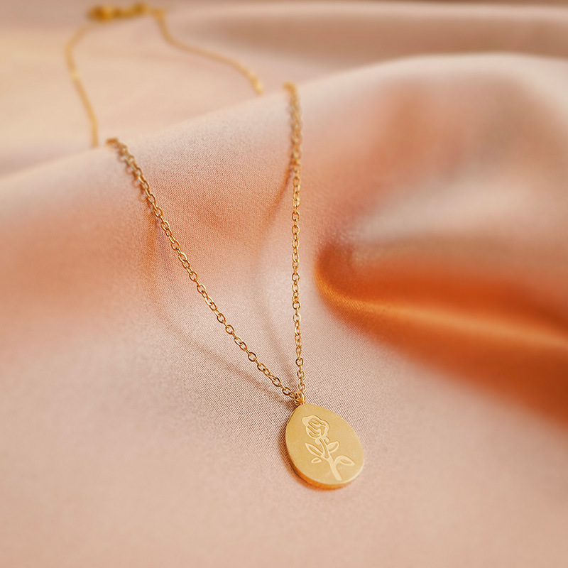 Stainless Steel Necklaces Fema - Birth Flower Necklace 评论和价格