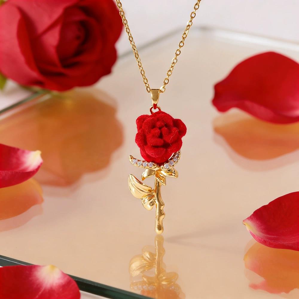 Women's Rose Necklace with Fre - Birth Flower Necklace 评论和价格