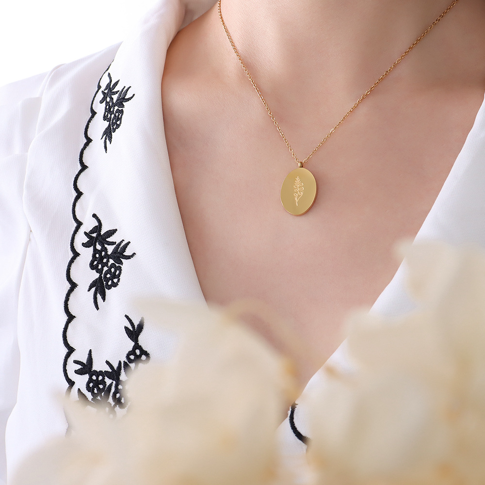 Ins New Stainless Steel Double - Birth Flower Necklace 评论和价格